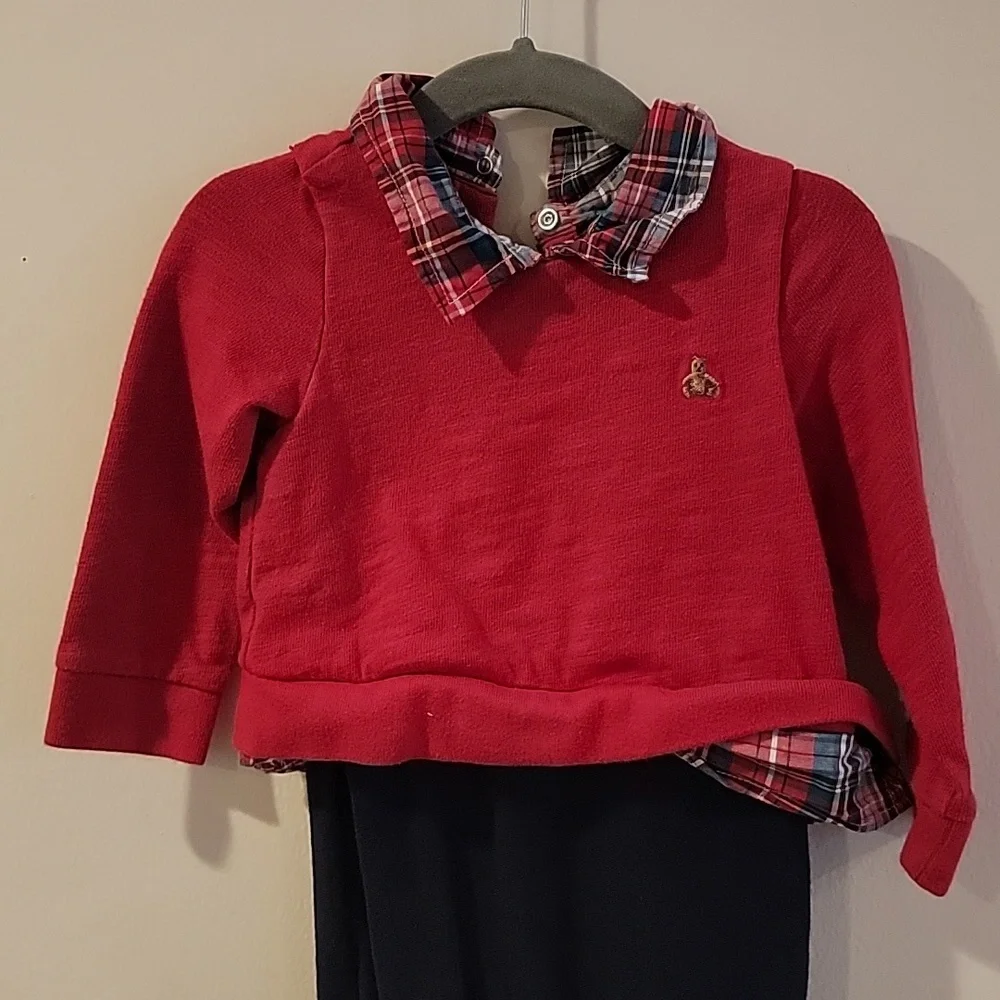 Baby Gap Size 18-24 months full Christmas outfit red plaid adorable